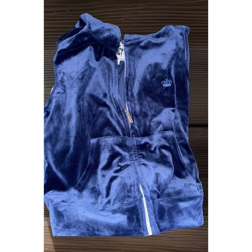 Juicy Couture Jacket Velour Basics Sleeveless Vest Blue Size Small SALE‎